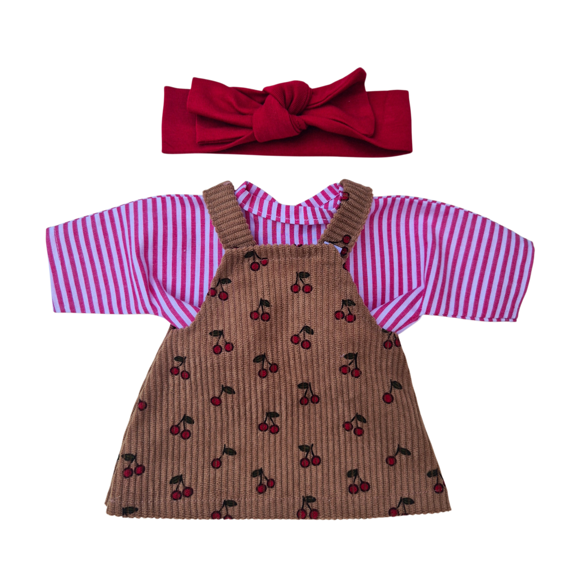 CERISE - robe salopette chemise et bandeau rouge jersey