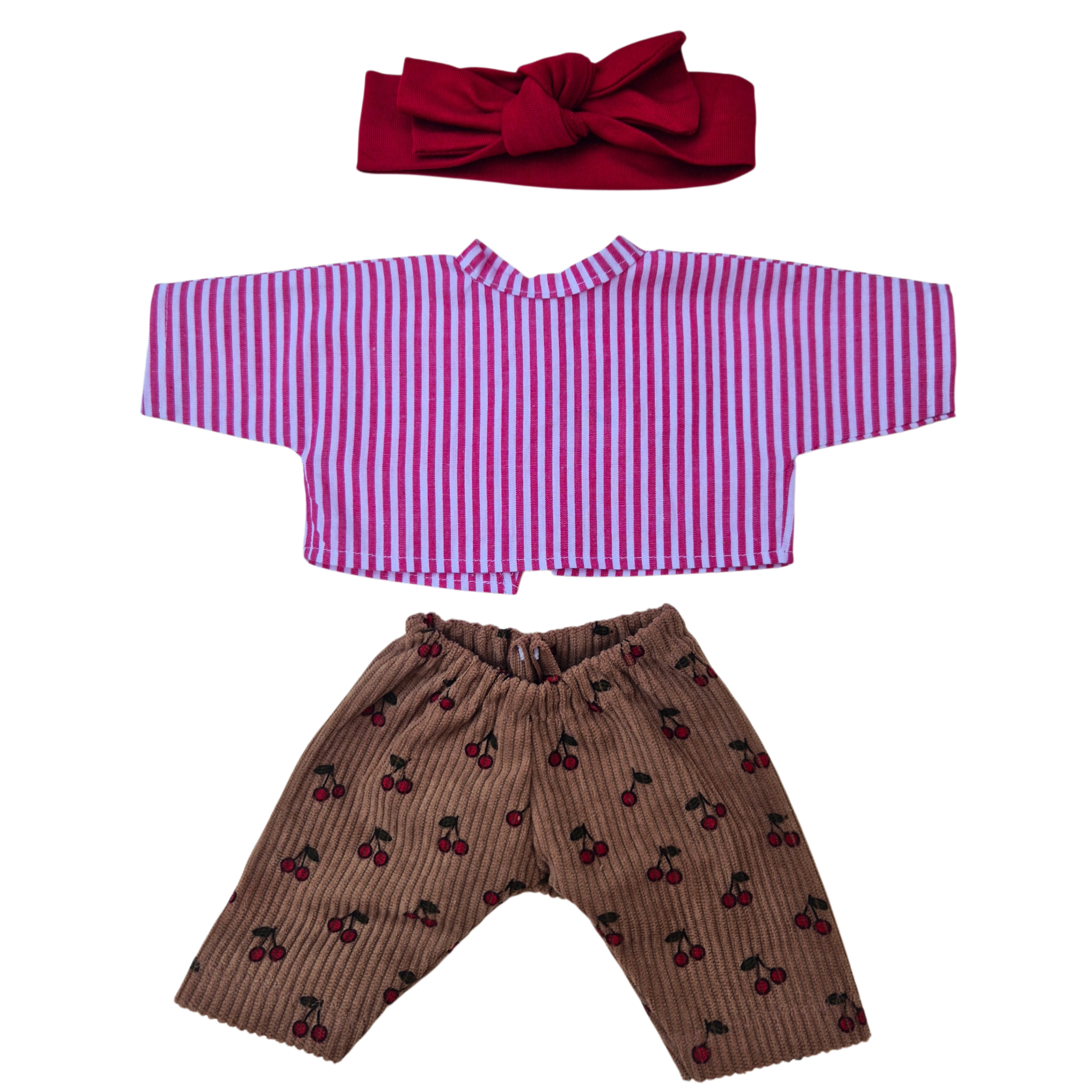 CERISE - pantalon chemise et bandeau jersey rouge