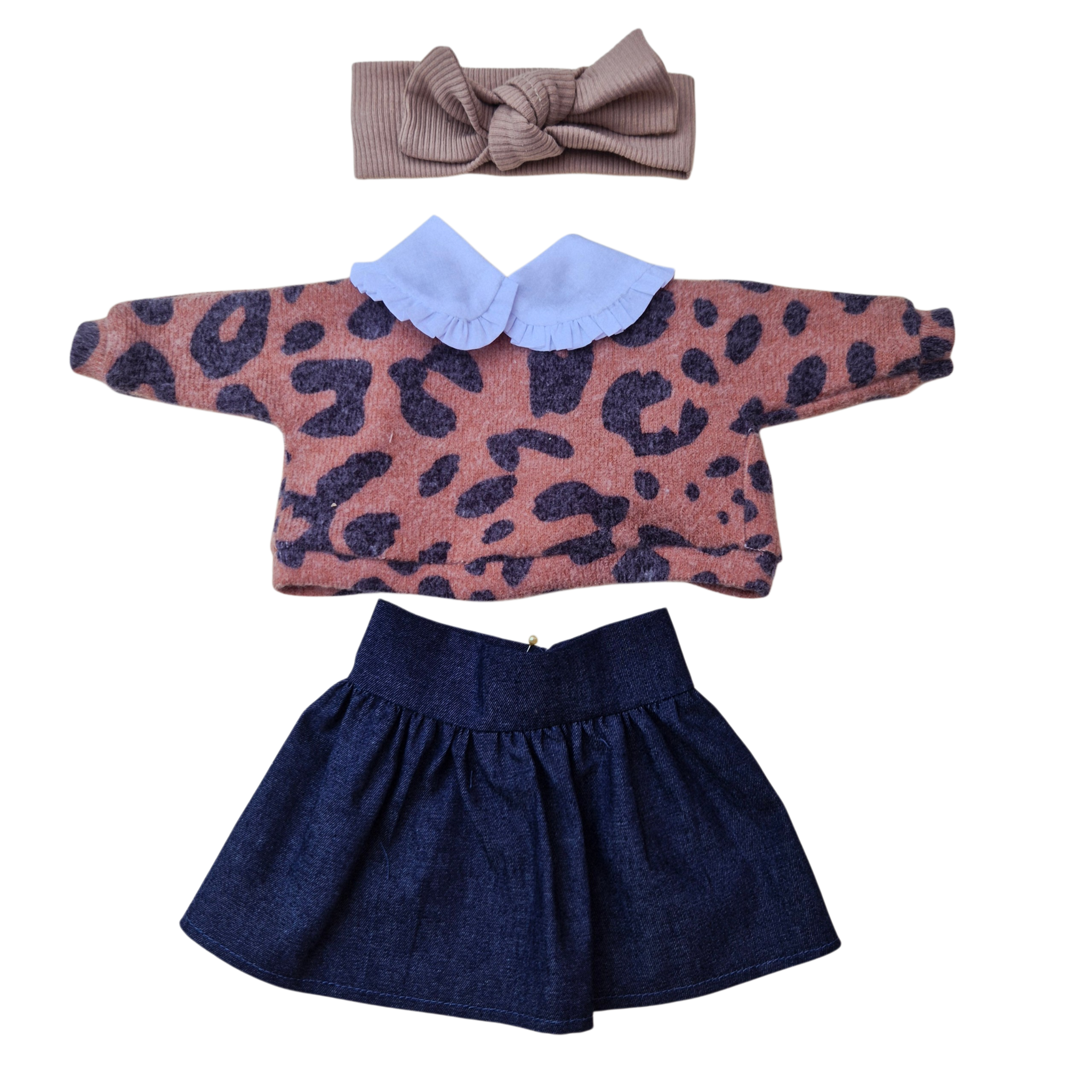 ROMY - SWEAT LAINAGE AVEC COL + JUPE + BANDEAU BEIGE