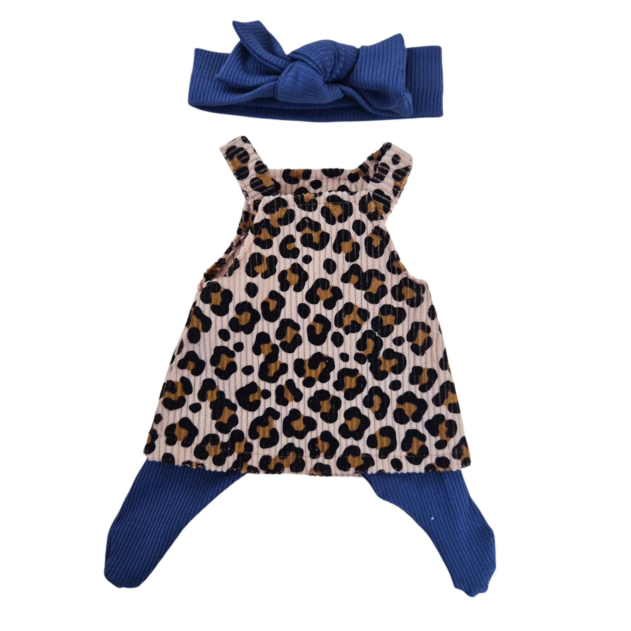 FELIX - robe salopette +collant et bandeau bleu