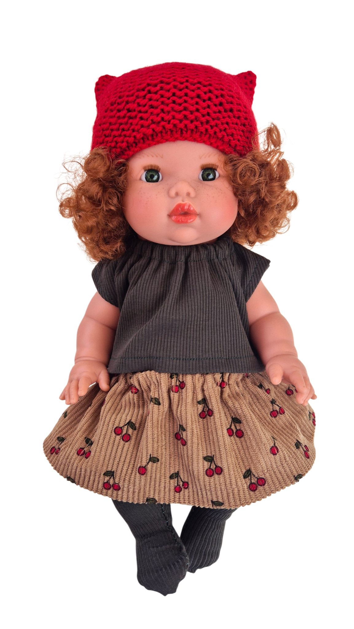 CERISE - jupe et tee-shirt + collant + bonnet laine rouge