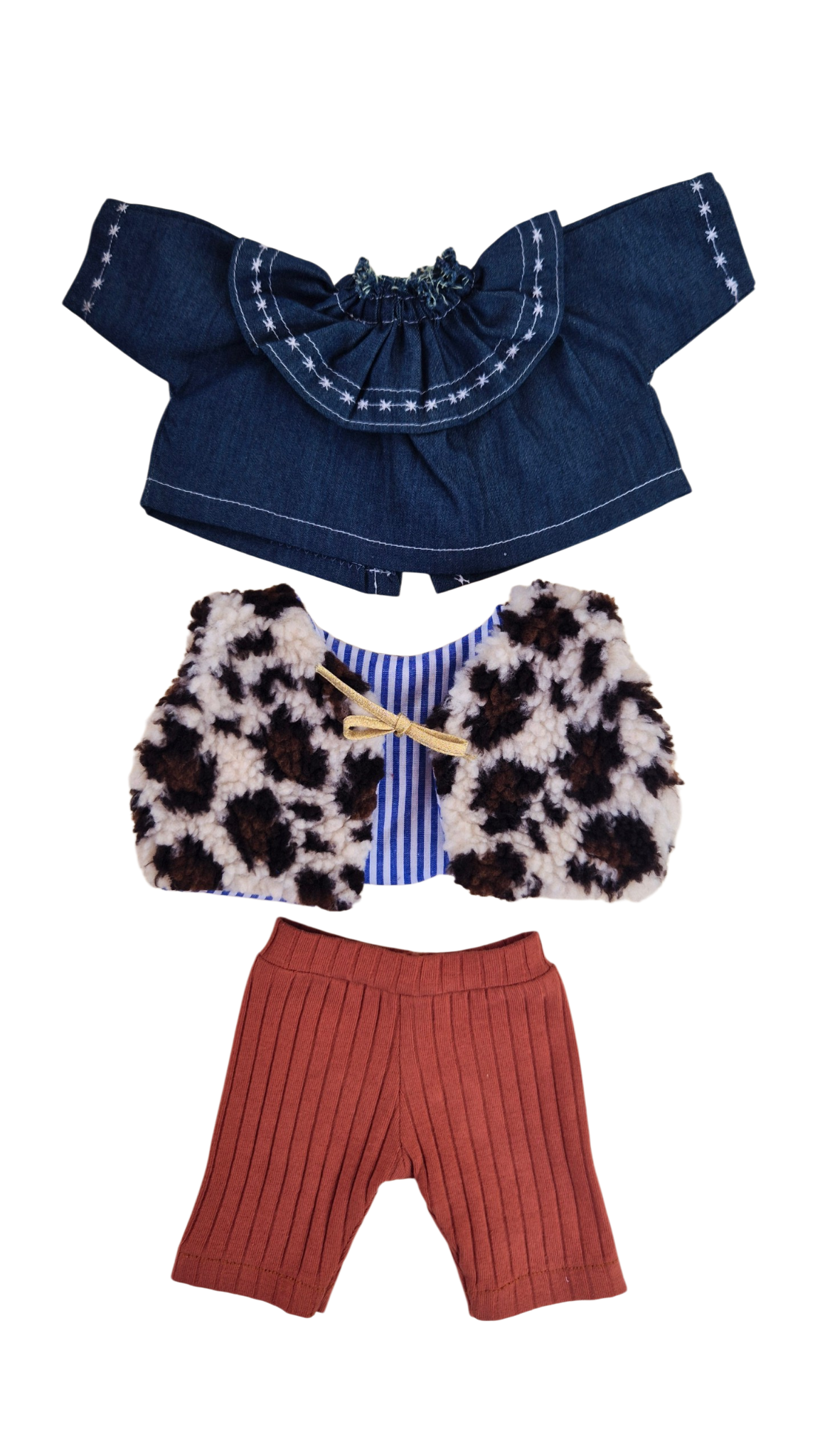 LOU - ENSEMBLE GILET 3 PIECES CHEMISE COL FROUFROU