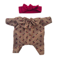 CERISE - combi pierrot manches longues bandeau rouge