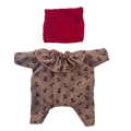 CERISE - combi pierrot manches longues bonnet laine rouge