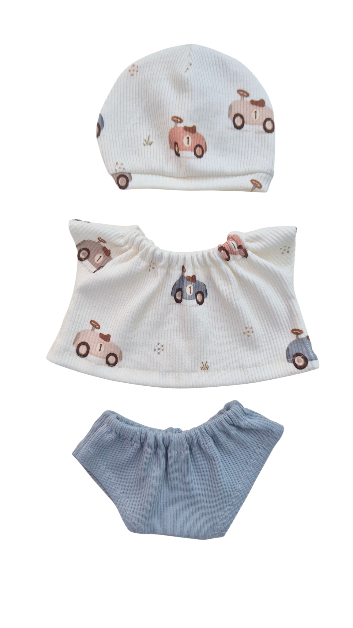 LUCIEN -  CULOTTE BLEUE + TEE-SHIRT + BONNET ASSORTIS