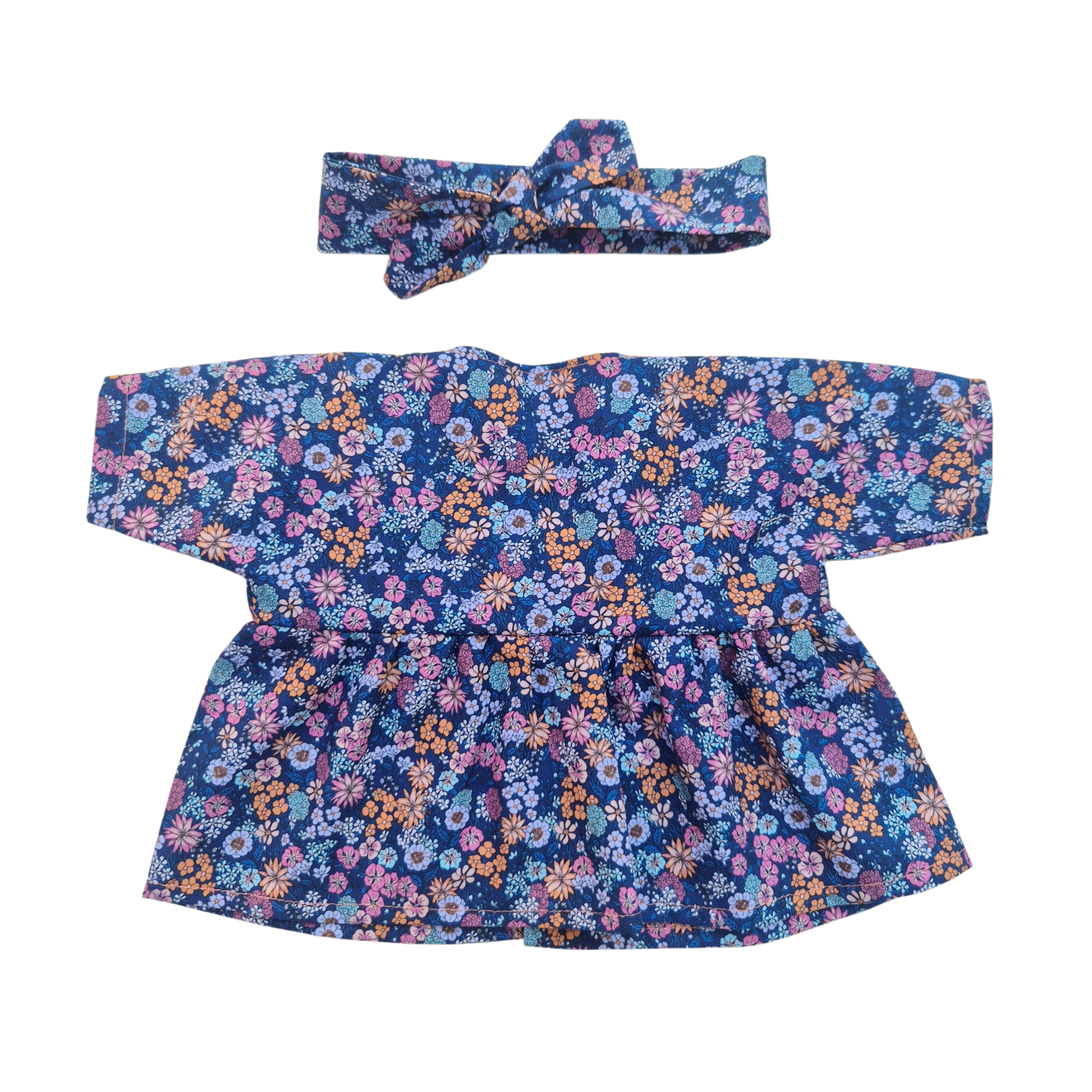 JUSTINE - robe liberty bleu + bandeau assorti