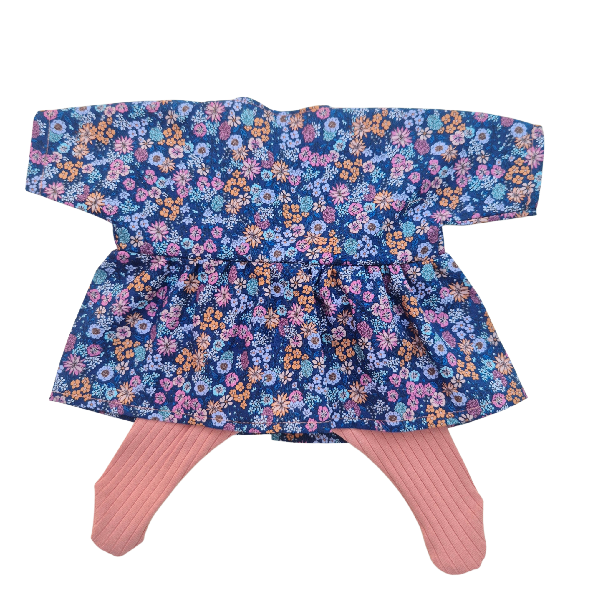 JUSTINE - robe liberty bleu + collant rose