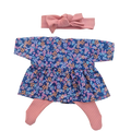 JUSTINE - robe liberty bleu + bandeau et collant rose
