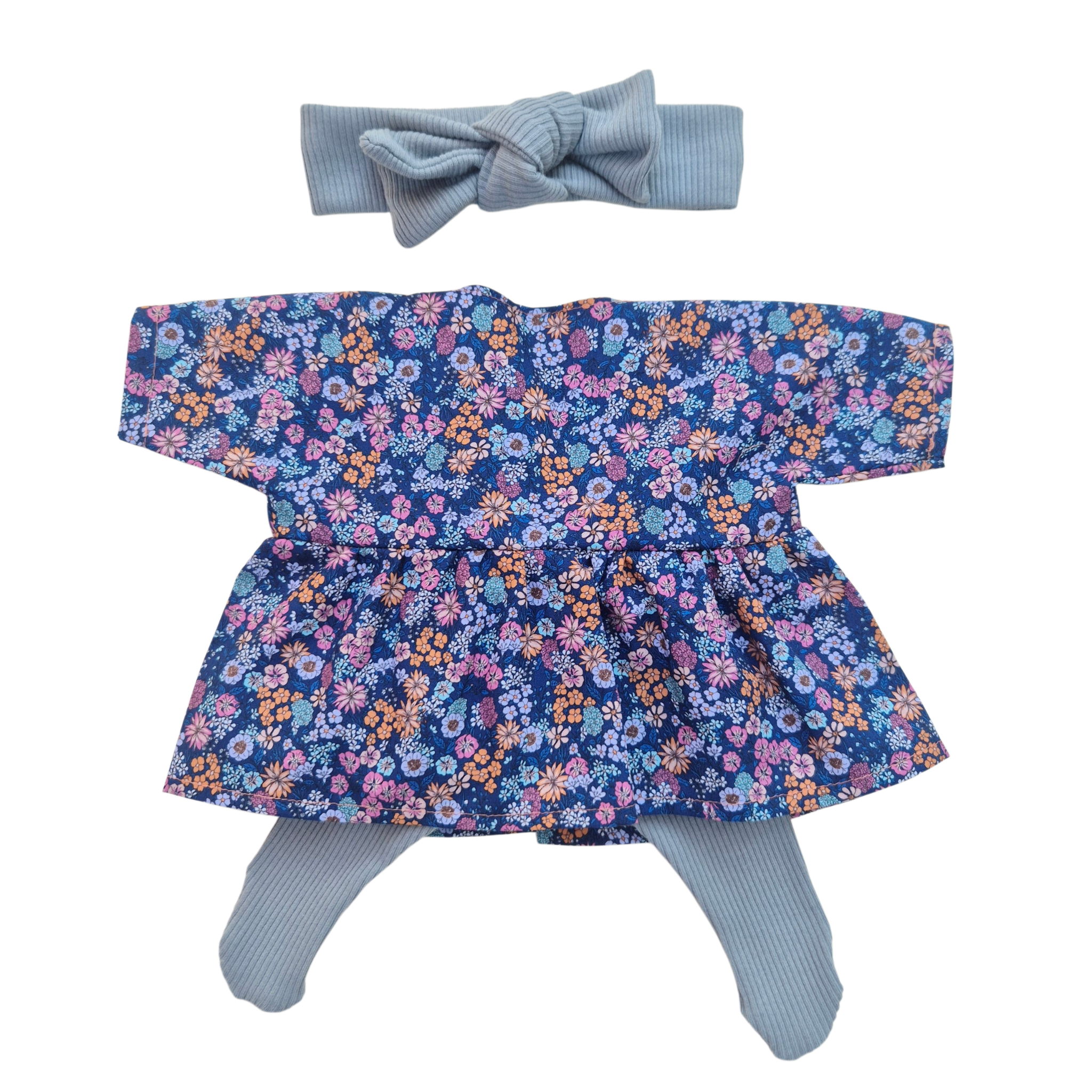 JUSTINE - robe liberty bleu + bandeau et collant bleu