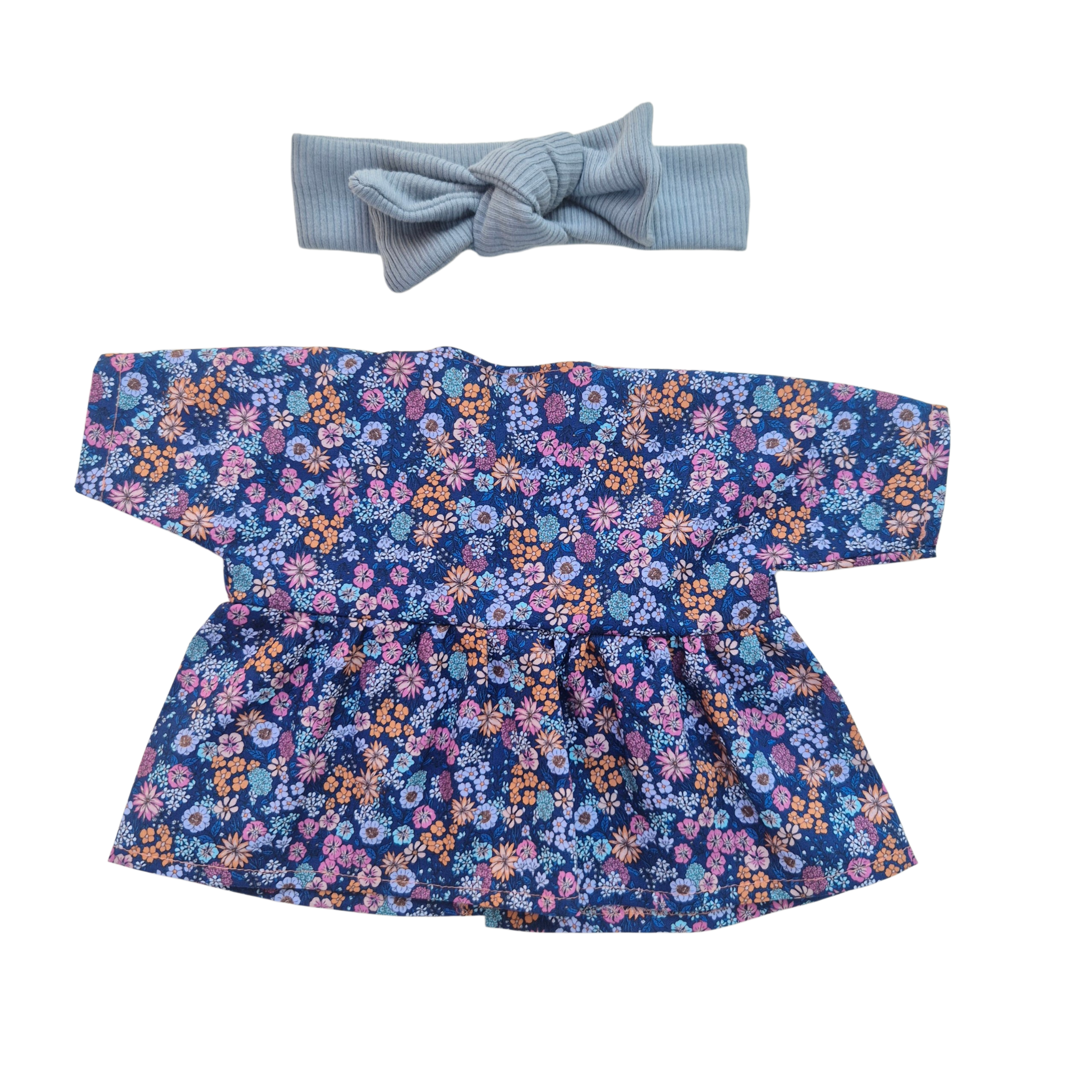 JUSTINE - robe liberty bleu + bandeau bleu