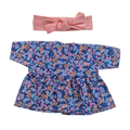 JUSTINE - robe liberty bleu + bandeau rose