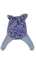 JUSTINE - Barboteuse liberty bleu + collant bleu