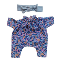 JUSTINE - Combinaison Pierrot liberty bleu + bandeau jersey bleu