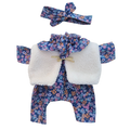 JUSTINE - Combinaison Pierrot liberty bleu + bandeau assoti + gilet