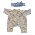 JUSTINE - Combinaison Pierrot liberty jaune + bandeau jersey bleu
