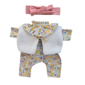 JUSTINE - Combinaison Pierrot liberty jaune + bandeau jersey rose + gilet