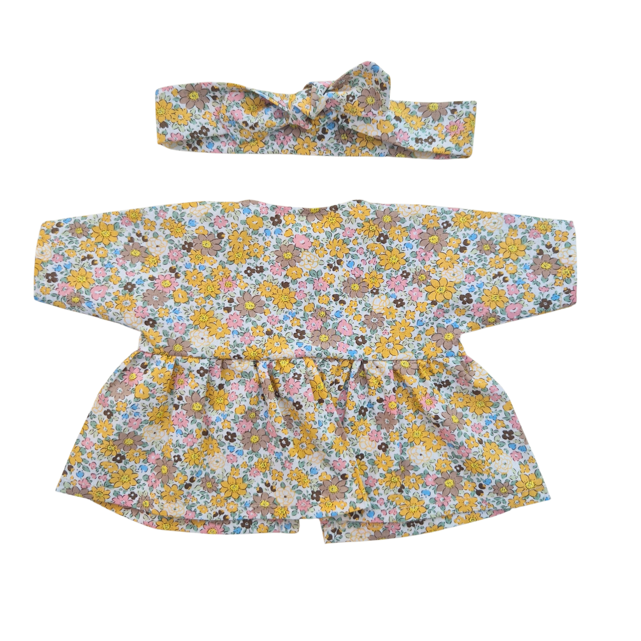 JUSTINE - robe liberty jaune + bandeau assorti