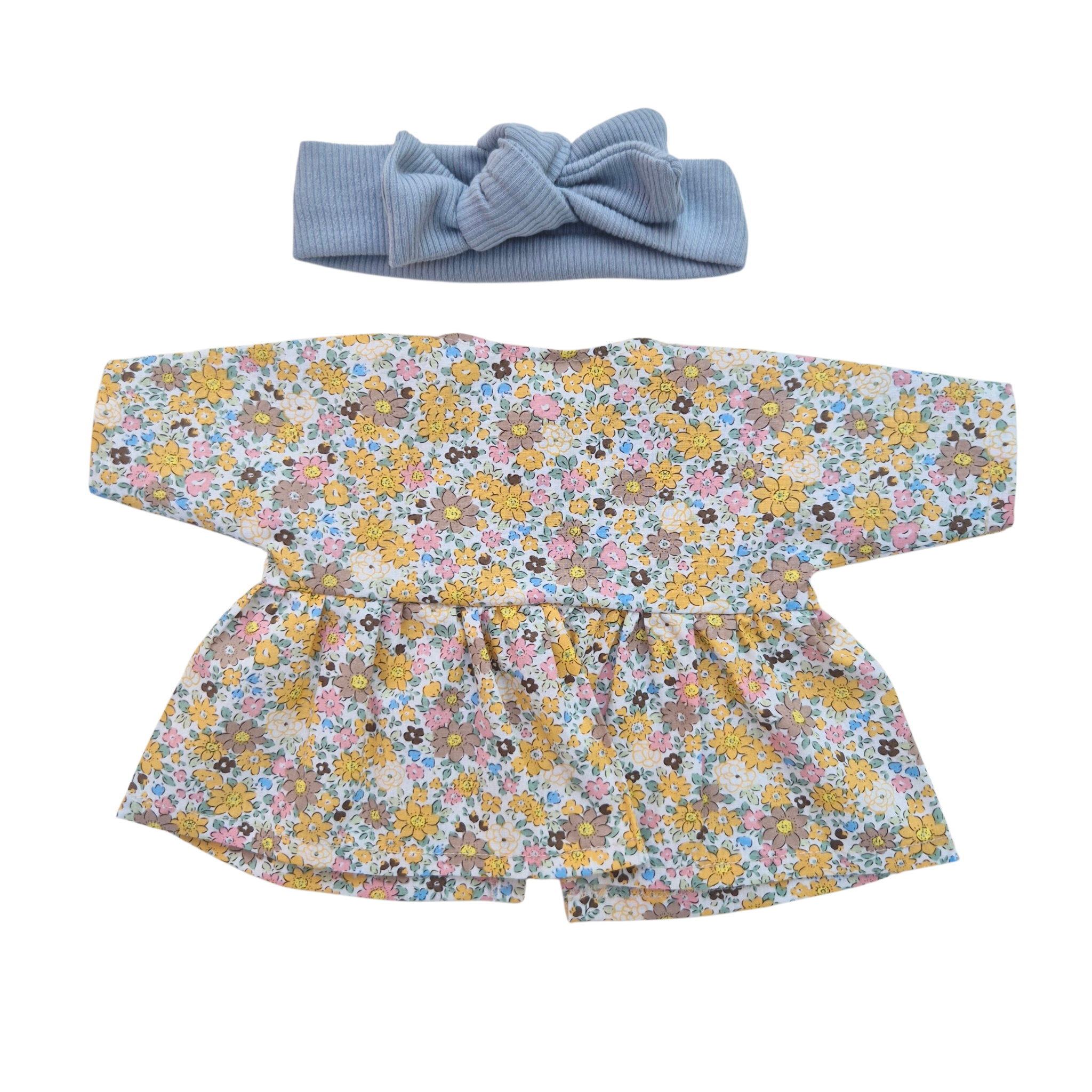 JUSTINE - robe liberty jaune + bandeau bleu