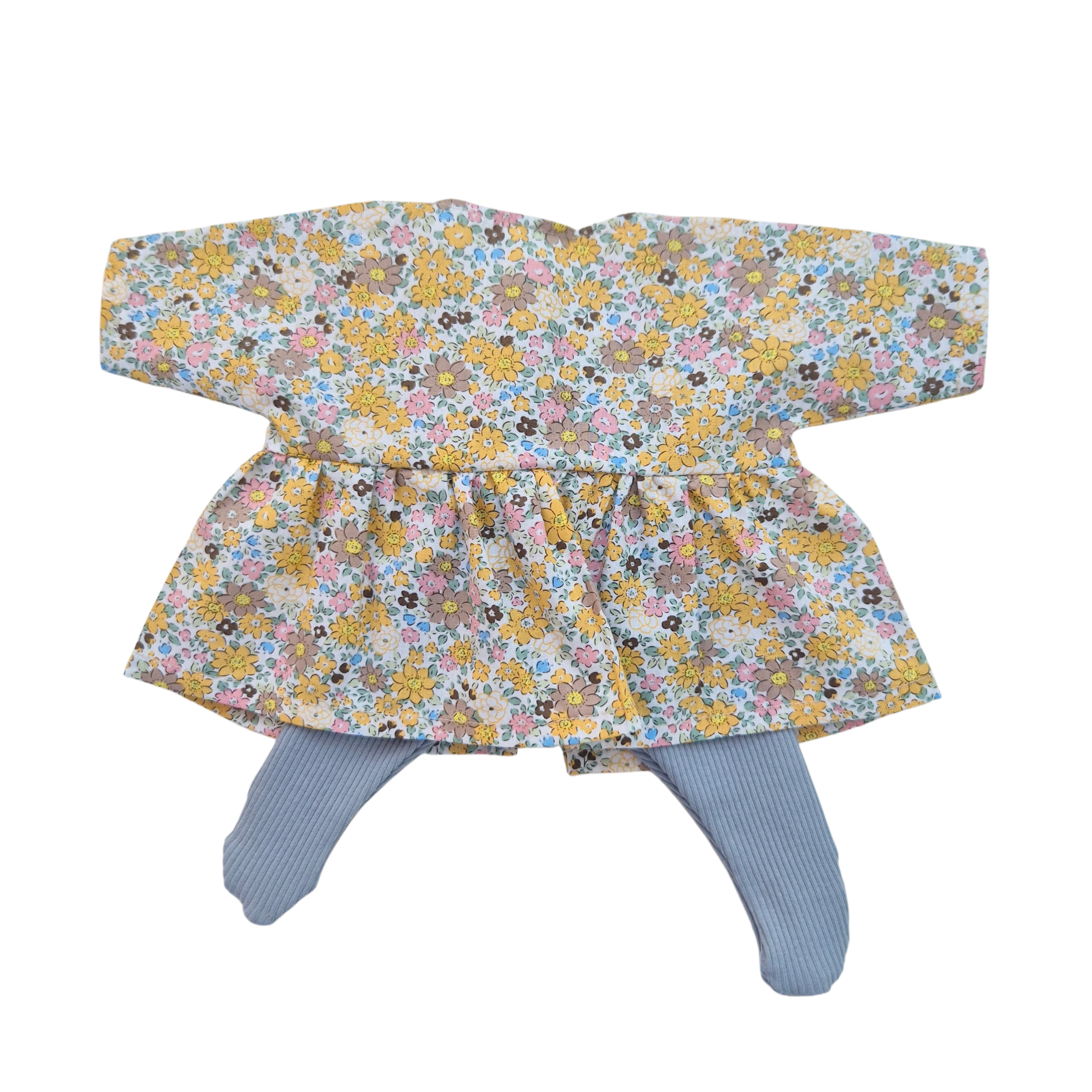 JUSTINE - robe liberty jaune + collant bleu