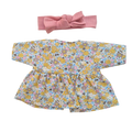 JUSTINE - robe liberty jaune + bandeau rose