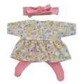 JUSTINE - robe liberty jaune + bandeau et collant rose