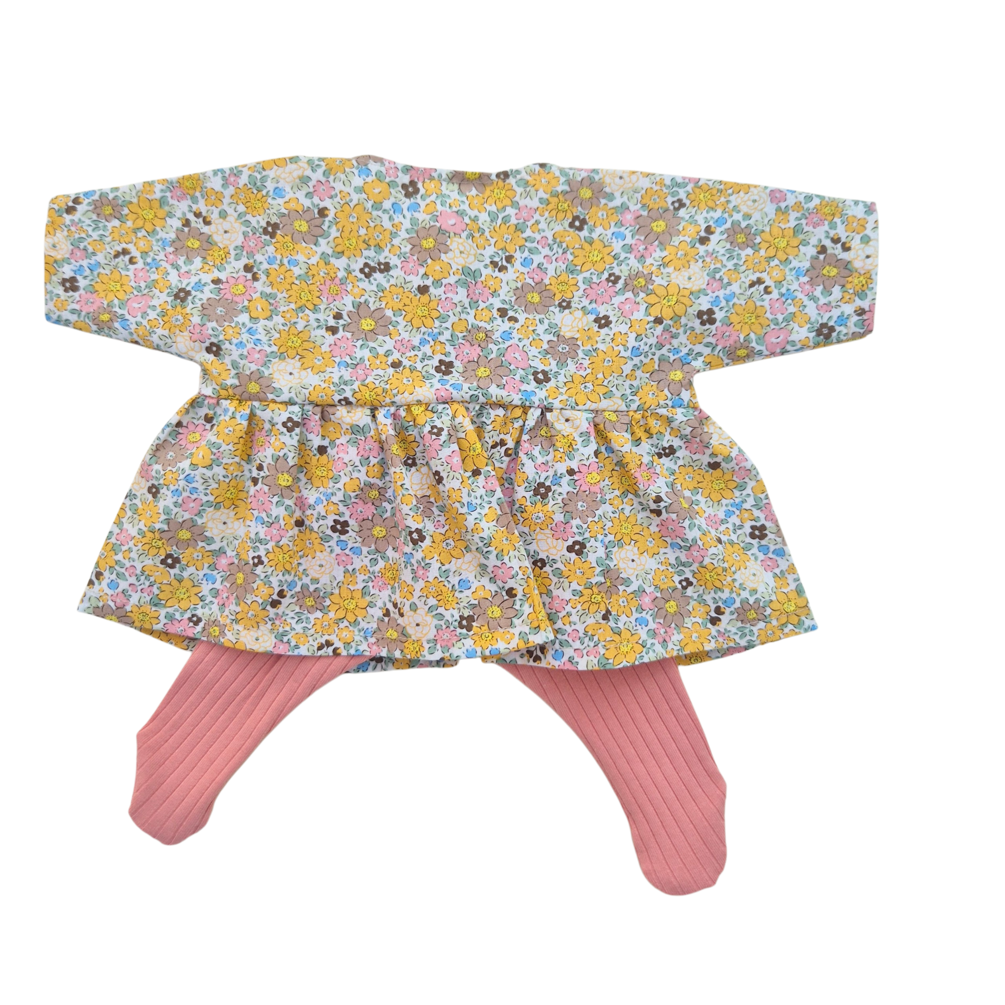 JUSTINE - robe liberty jaune + collant rose