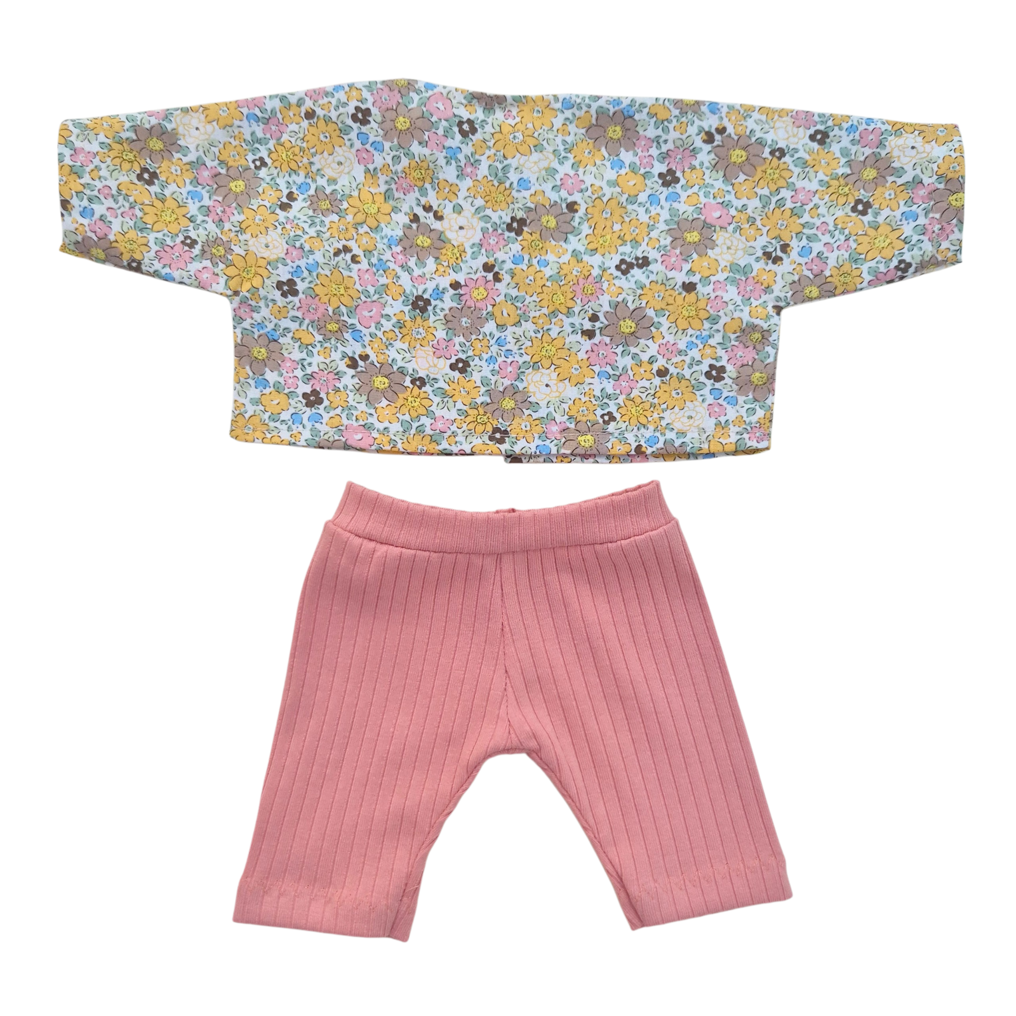 JUSTINE - Chemise liberty jaune + pantalon rose