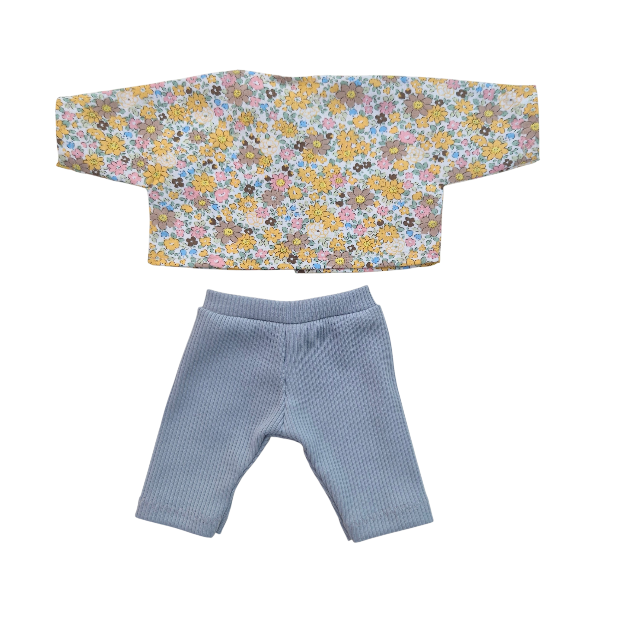 JUSTINE - Chemise liberty jaune + pantalon bleu