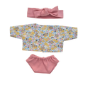 JUSTINE - Chemise liberty jaune + culotte et bandeau rose