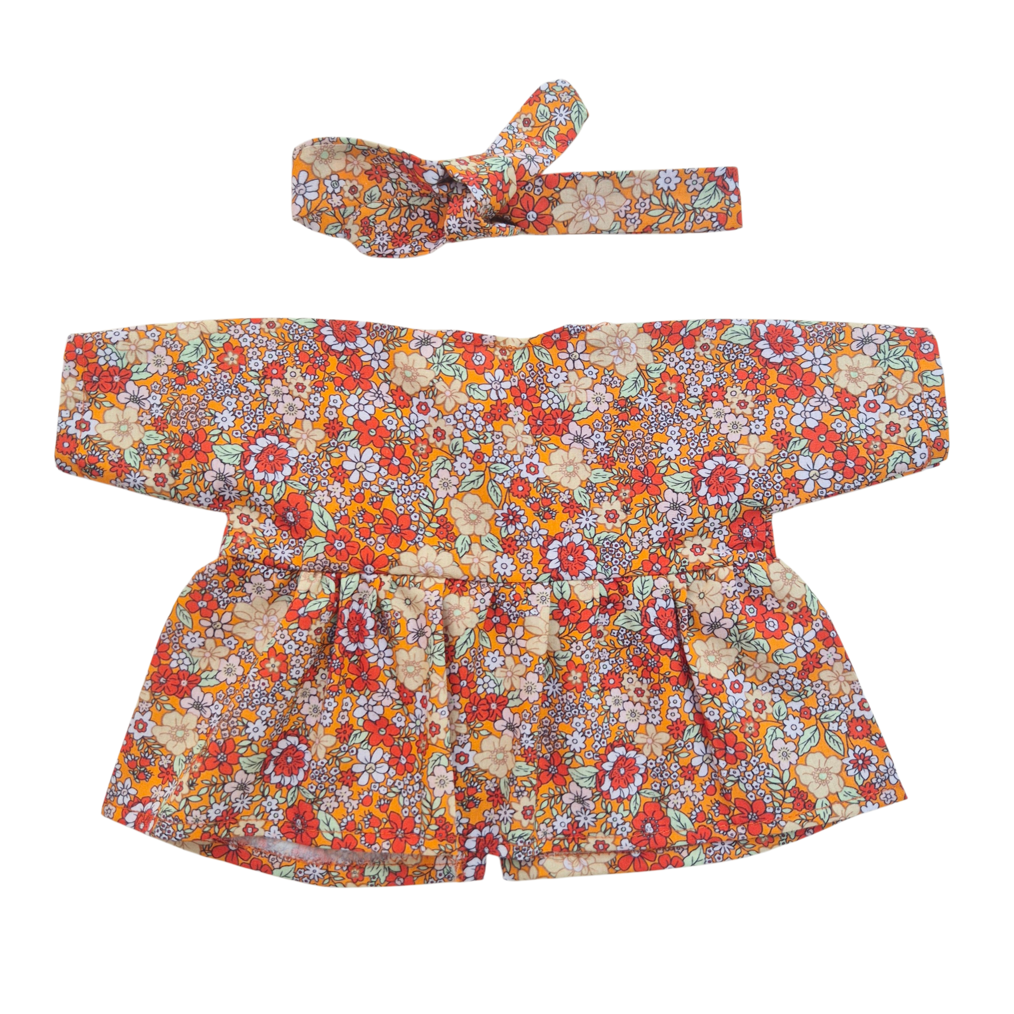 JUSTINE - Robe liberty rouge + bandeau assorti