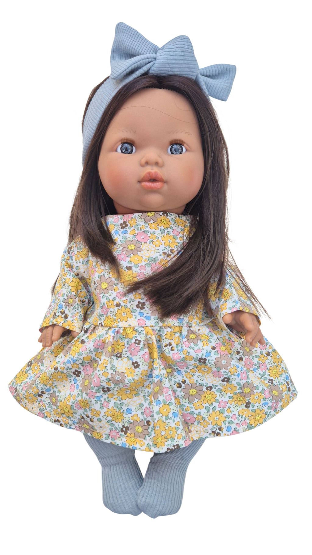 JUSTINE - robe liberty jaune + bandeau et collant bleu