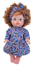 JUSTINE - robe liberty bleu + bandeau assortis et collant rose