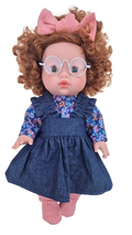 JUSTINE - robe bretelles + chemise liberty bleu + collant et bandeau rose