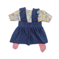 JUSTINE - robe bretelle + chemise liberty jaune + collant rose
