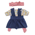 JUSTINE - robe bretelle + chemise liberty jaune + collant et bandeau rose