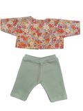 JUSTINE - chemise liberty rouge + pantalon vert
