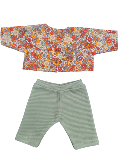 JUSTINE - chemise liberty rouge + pantalon vert