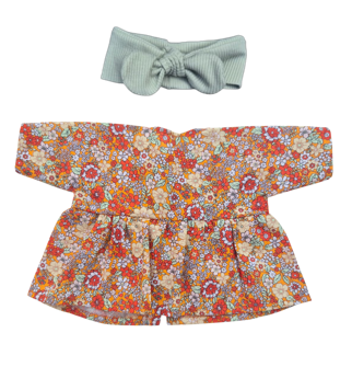 JUSTINE - Robe liberty rouge + bandeau vert