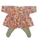 JUSTINE - Robe liberty rouge + collant vert