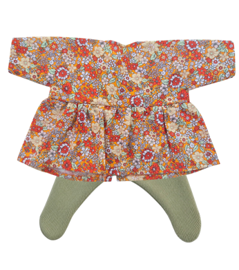 JUSTINE - Robe liberty rouge + collant vert