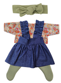 JUSTINE - Robe bretelles + chemise + bandeau et collant assortis