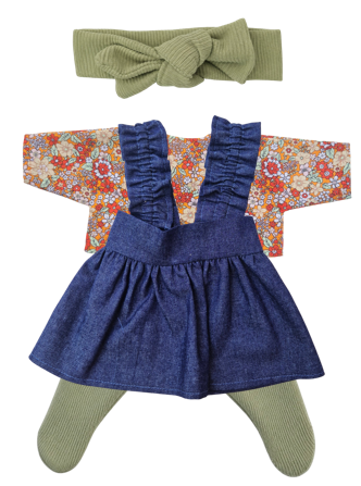 JUSTINE - Robe bretelles + chemise + bandeau et collant assortis