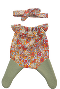 JUSTINE - Barboteuse et bandeau assortis + collant vert