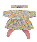 JUSTINE - robe liberty jaune + bandeau assortis et collant rose