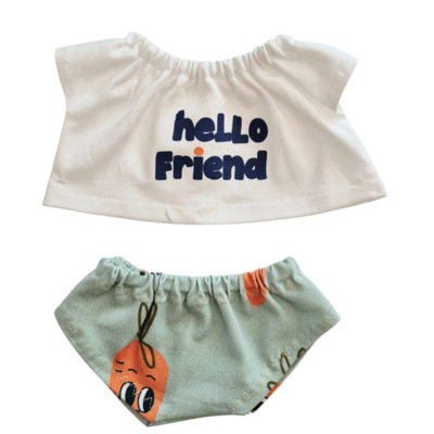 CHARLIE-ENSEMBLE TEE-SHIRT "HELLO FRIEND" + CULOTTE CAROTTE