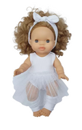 Ensemble danseuse - body blanc, tutu, jambières et bandeau assorti pour poupées